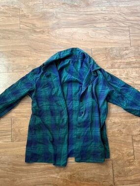 Green & Blue Plaid Button-Up Jacket